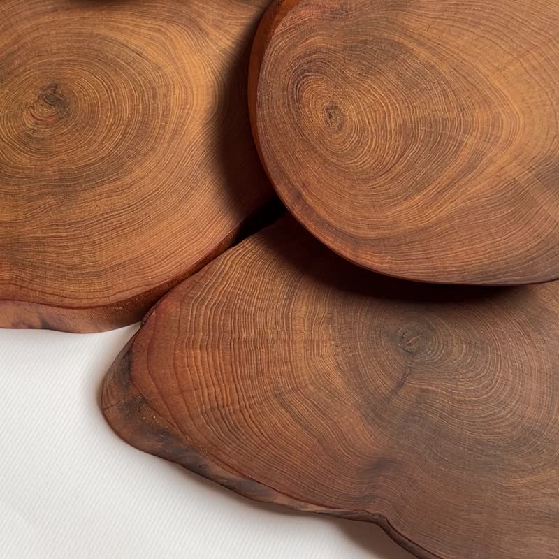 Taiwan Xiao Nan heavy oil root nodule growth ring pattern coaster - handmade temperature / permanent wood fragrance - Coasters - Wood 