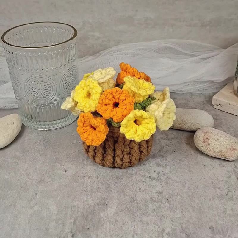 盆花杯墊 鉤織杯墊 情人節禮物 風鈴花杯墊 生日禮物 - 杯墊 - 棉．麻 粉紅色