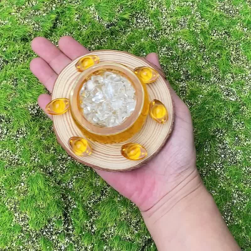 The glass cornucopia that attracts wealth and treasures - the purification charging and degaussing set that brings good luck and prosperity to your career and wealth - ของวางตกแต่ง - คริสตัล หลากหลายสี