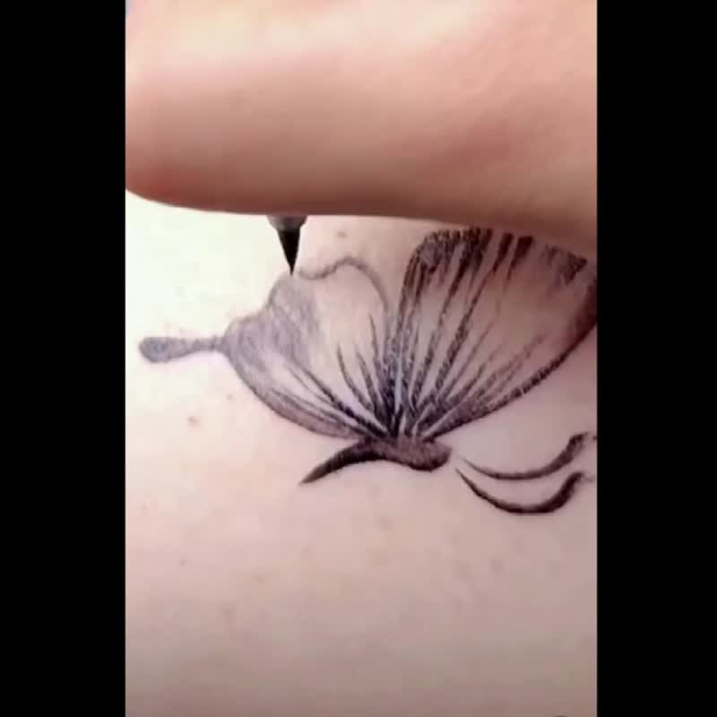 Herbal tattoo pen [super realistic effect lasts for 2 weeks] can draw 100 pictures for both men and women - สติ๊กเกอร์แทททู - วัสดุอื่นๆ สีดำ