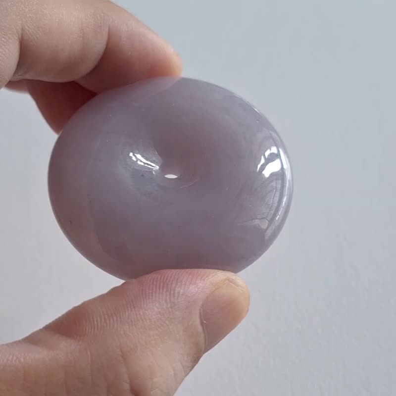 緬甸紫翡翠大肥平安扣吊墜 | 天然緬甸翡翠玉器 - 項鍊 - 玉石 紫色
