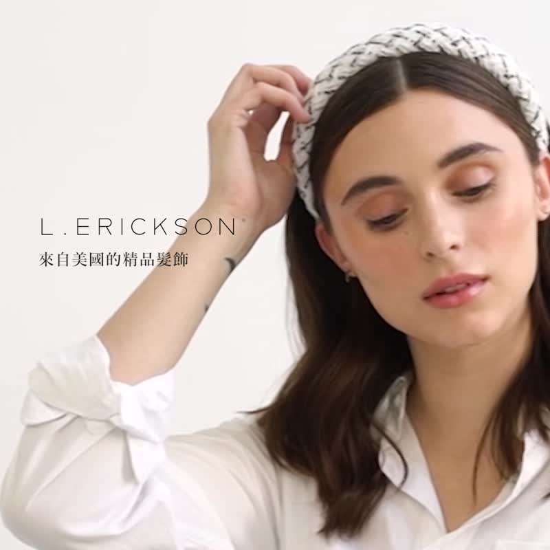 【L. ERICKSON 官方旗艦】 經典斜紋格厚髪箍 ||棕色 / 橘色|| - 髮箍/髮帶 - 其他材質 橘色