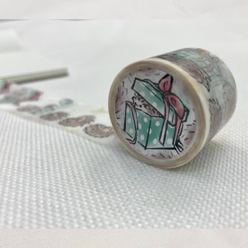 [Illustration style] Animated gift embroidery | Japanese stop-motion animation Christmas style washi tape [Small items] - มาสกิ้งเทป - กระดาษ หลากหลายสี