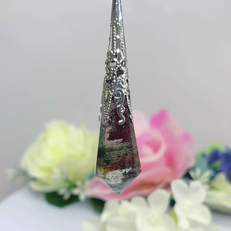 No.10 稀有綠幽靈水晶 項鍊 意境美 彩幽靈 異象水晶 吊墜 靈擺 - 項鍊 - 水晶 多色