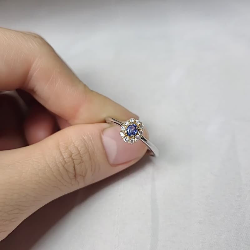 寶石系列 ||仲夏夜之夢|| 925銀 鑲鑽藍寶石戒指 - 戒指 - 銀 藍色