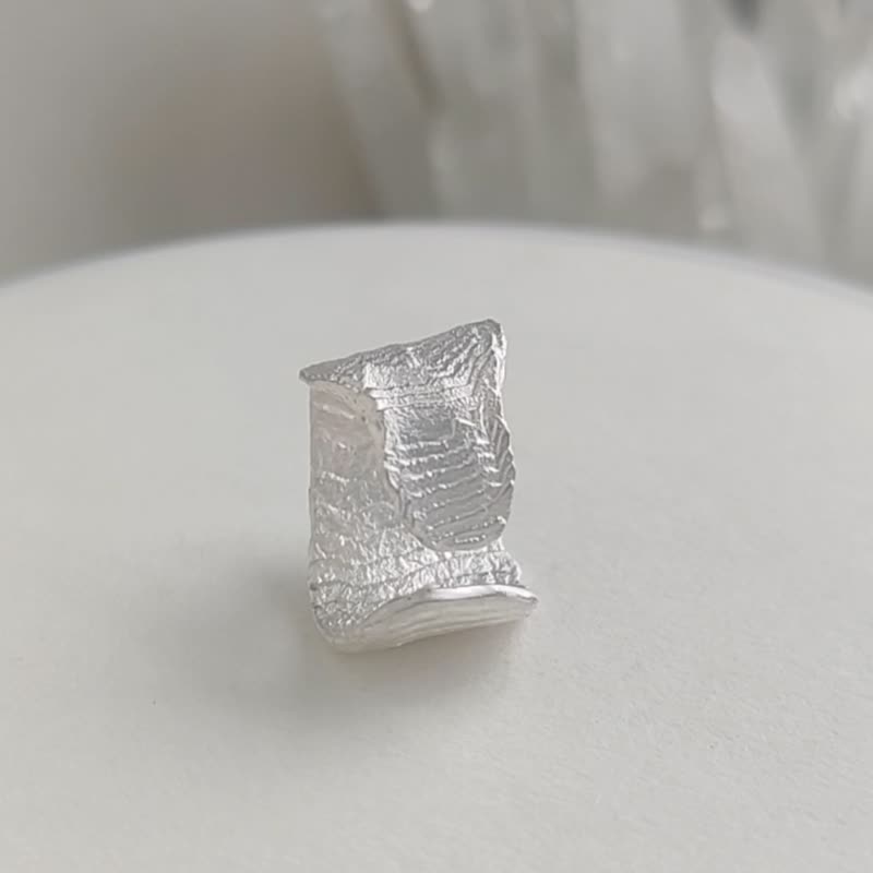 925銀手工天然肌理純銀開口戒指 建議范圍港碼9-13號間 - 戒指 - 純銀 銀色