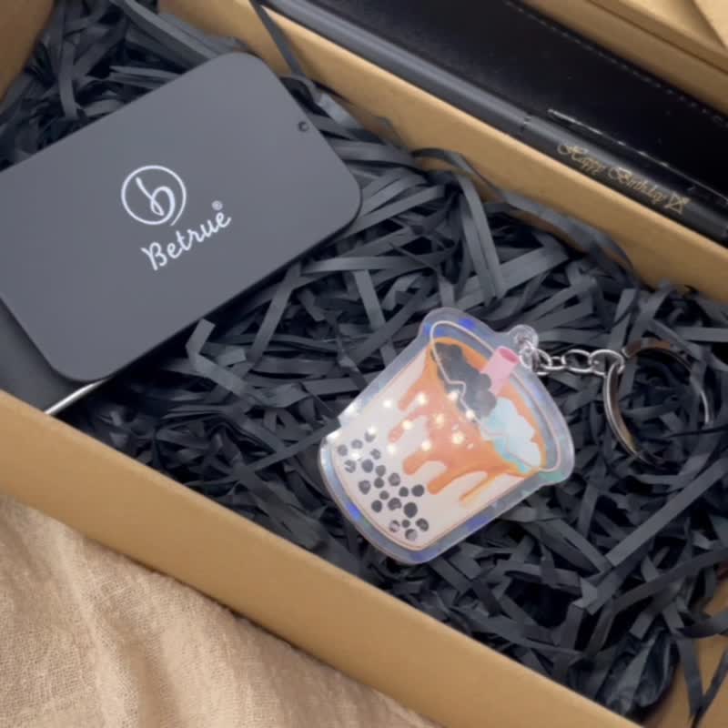 [Customized gift_Co-branded] Free engraved Betrue milk keychain pen gift box and free stickers - ปากกาหมึกซึม - ทองแดงทองเหลือง สีดำ