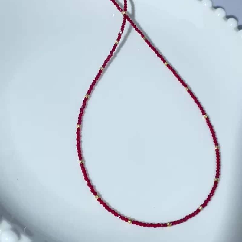 吉祥 尖晶石 設計感 華麗 項鏈/毛衣鏈 - 項鍊 - 珍珠 紅色