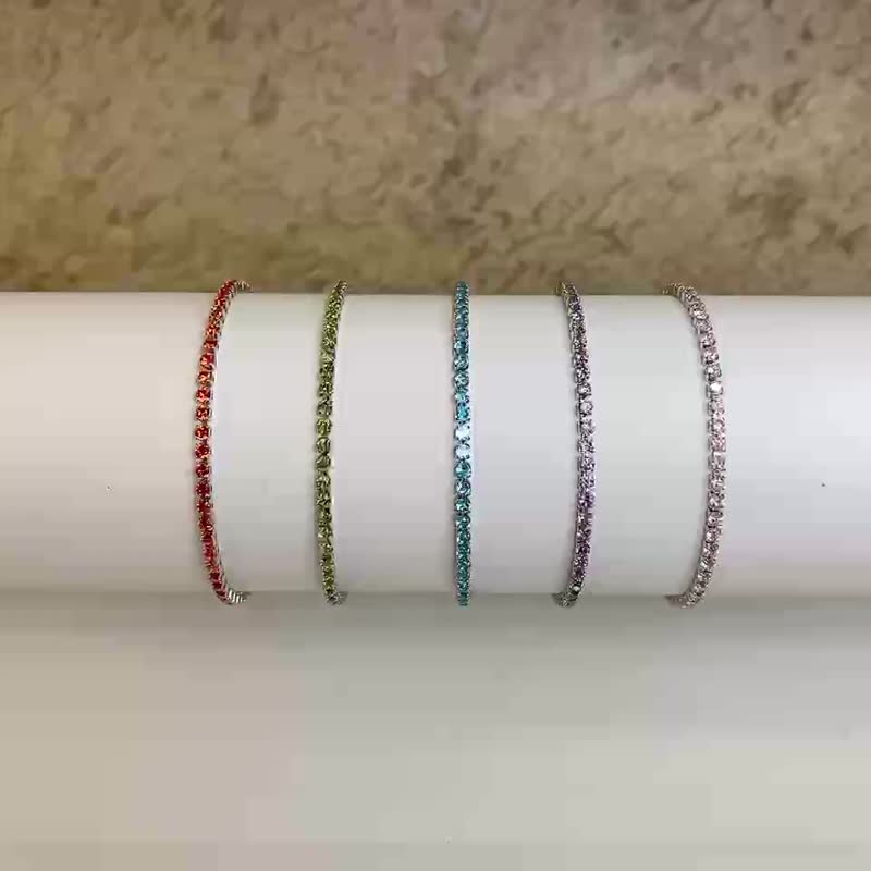 Edith & Jaz • Cubic Zirconia Tennis Bracelet - Orange - Bracelets - Copper & Brass Green