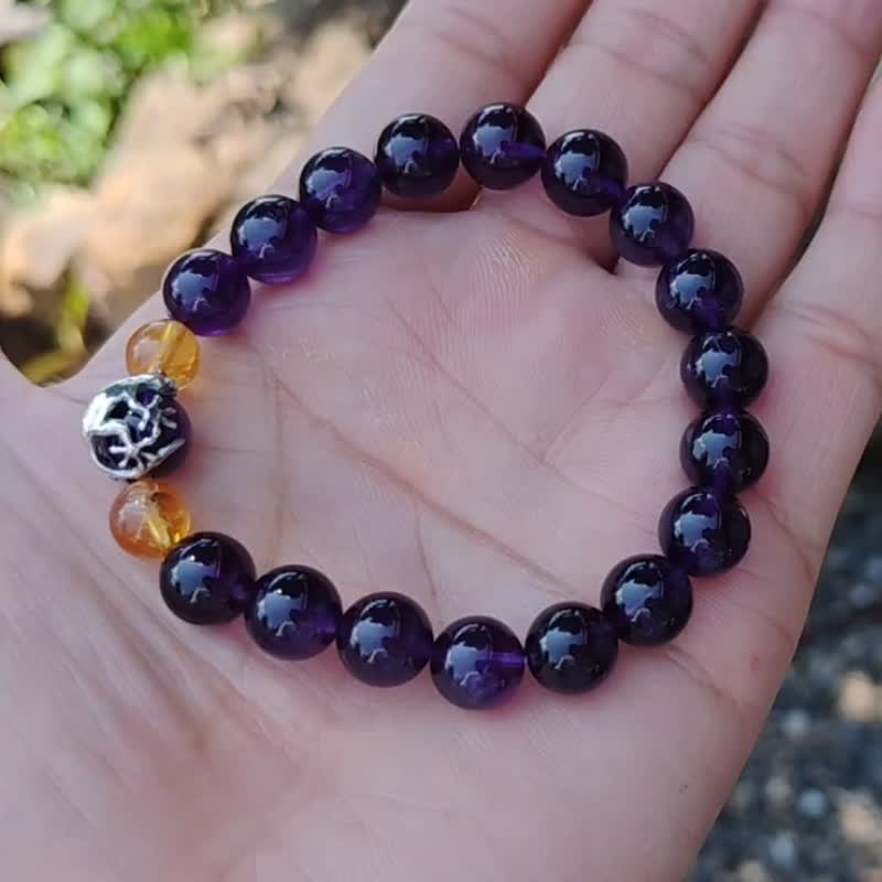 Limited edition Gecko bead bracelet, amethyst - สร้อยข้อมือ - เครื่องประดับพลอย สีม่วง