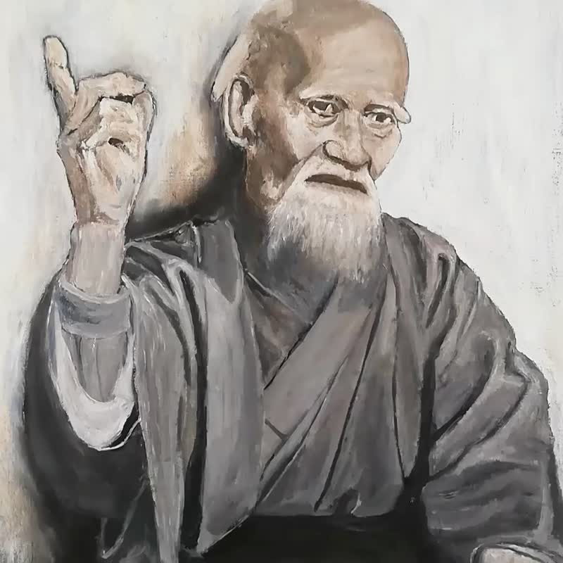 Sport Painting/ Aikido Original Art /Sensei Aikido Morihei Ueshiba Wall Art / - 掛牆畫/海報 - 棉．麻 多色