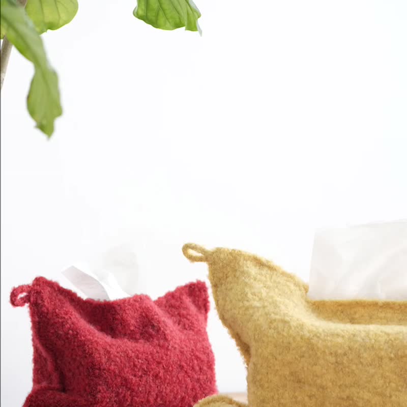 Soft tissue box tissue decorative bag super soft wool tissue bag tissue box - Tissue Boxes - Wool Silver