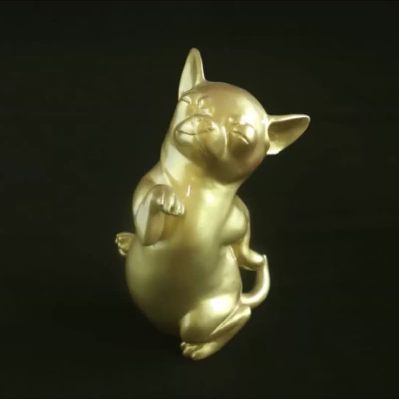 釩墉創藝  【金舞吉=金有錢】    跳舞的金色吉娃娃 - 擺飾/家飾品 - 銅/黃銅 金色