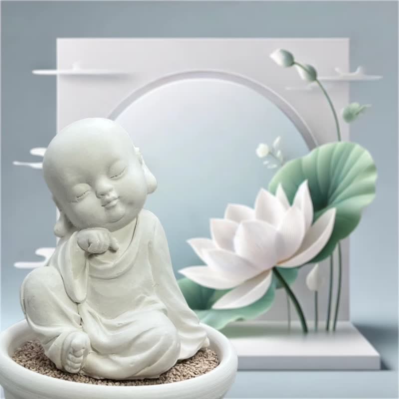 淨念吉祥小佛之(一念)小盤套組  融合藝術與禪意 提升生活品味 - 香氛/精油/擴香 - 水泥 白色