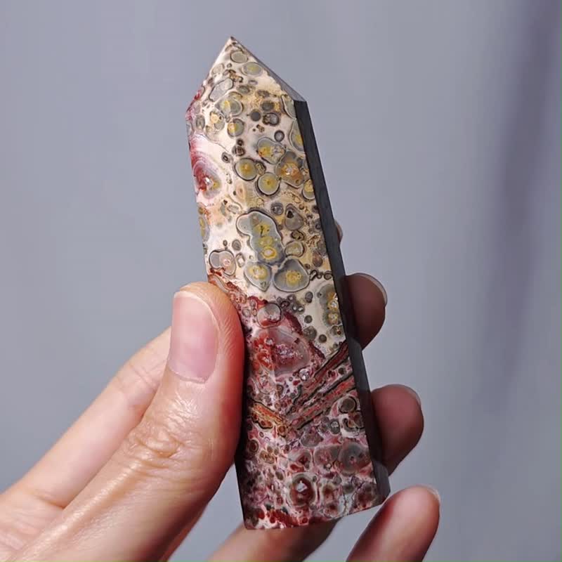 稀有豹紋瑪瑙 黃粉橘色 一柱擎天 中流砥柱 招財 晶柱 單品 禮物 - 擺飾/家飾品 - 寶石 橘色