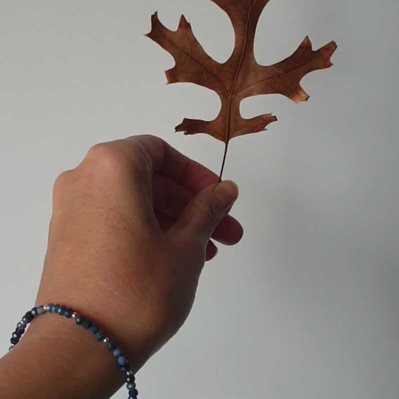 Sodalite Bracelet, 925 Silver, Aquarius Crystal, Capricorn gem, Christmas Gift - 手鍊/手環 - 寶石 藍色