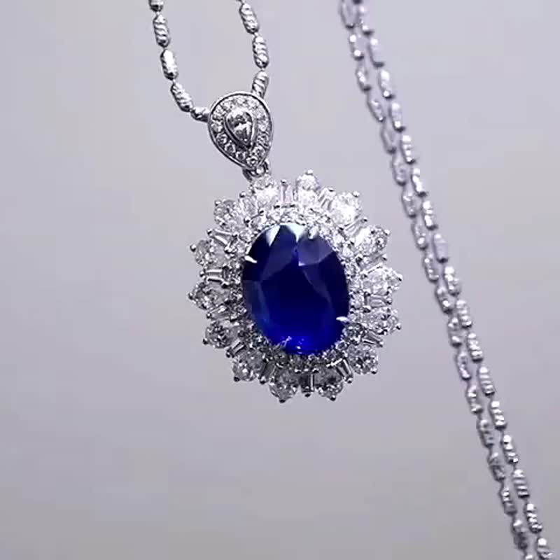 Sapphire pendant 3.72 carats - สร้อยคอ - เครื่องเพชรพลอย 