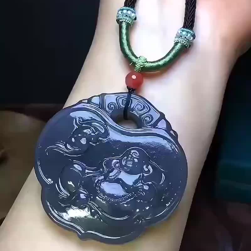 Second-kill price collection-grade Hetian jade purple material Ruyi Buddha pendant can be met but not available for physical delivery - Bracelets - Jade 
