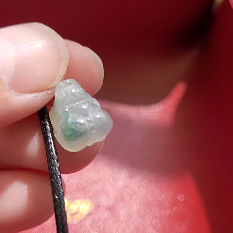 親翠 天然翡翠 冰飄花西洋梨胖屁股JLO貔貅皮繩鎖骨鏈 - 鎖骨鍊 - 玉石 多色