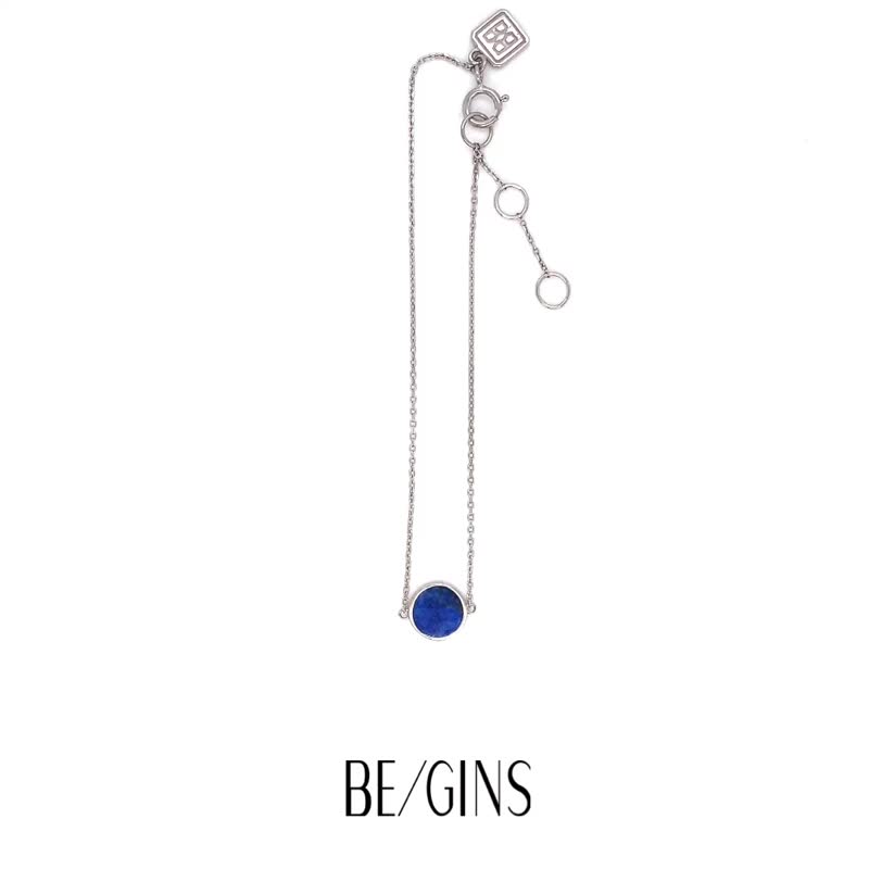 ROCA MINI ROUND LAPIS LAZULI BRACELET_WHITE - สร้อยข้อมือ - เงินแท้ สีน้ำเงิน