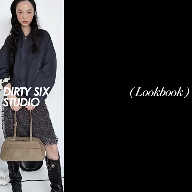 皮克粉色 塞班小馬包 絨面繡線 機車鉚釘 保齡球包 通勤肩背包 - 側背包/斜背包 - 其他人造纖維 粉紅色