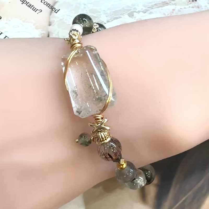 財富啟動 綠幽靈設計 黑金超七 - 手鍊/手環 - 水晶 