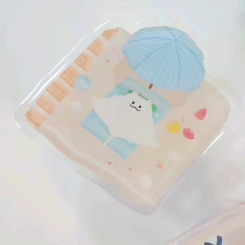 Mori Ou Illustrations Holiday Series Beach Blue Stingray Glue Cell Phone Airbag Holder Telescopic Cell Phone Holder - ที่ตั้งมือถือ - พลาสติก 