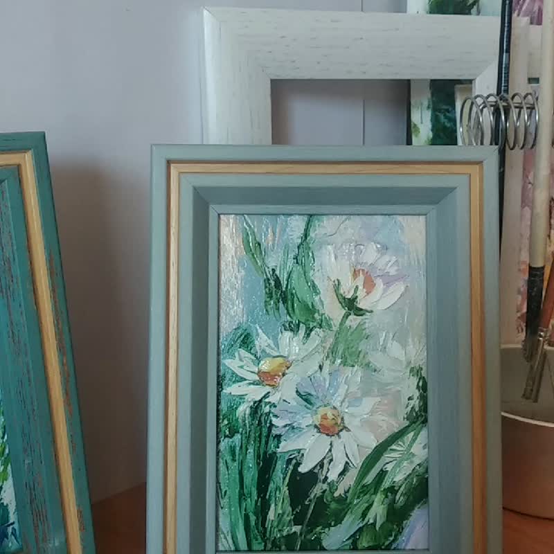 Flowers oil painting. Original art. Painting flowers. Miniature flower. - 海報/掛畫/掛布 - 其他材質 多色