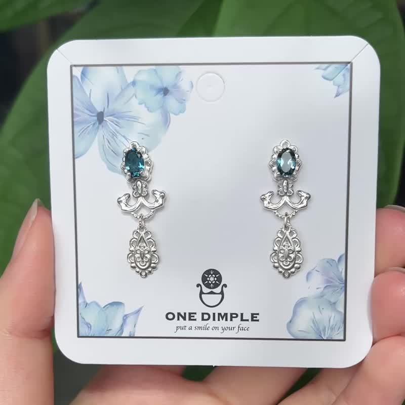 海之舞 托帕石耳環  925銀 - 耳環/耳夾/耳骨夾 - 純銀 