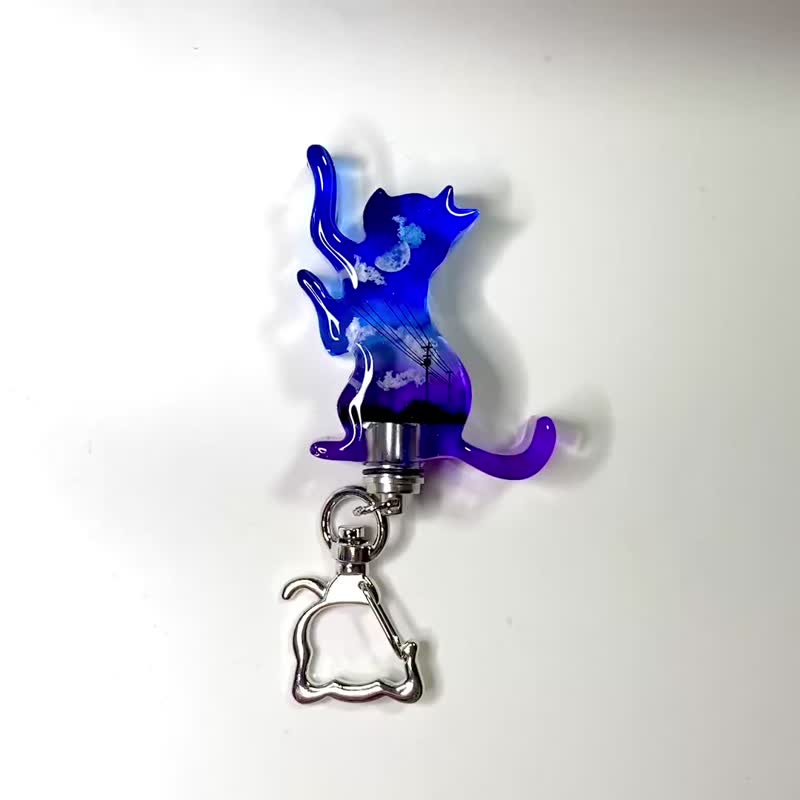 僅限國際配送　雲樹脂貓照亮天空　黃昏 2 - 鎖匙扣/鎖匙包 - 樹脂 多色