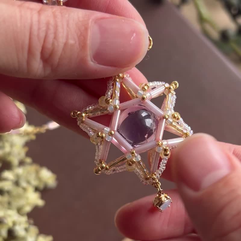 Star Magical Girl Amethyst Beaded Pendant Necklace - สร้อยคอ - คริสตัล สีม่วง