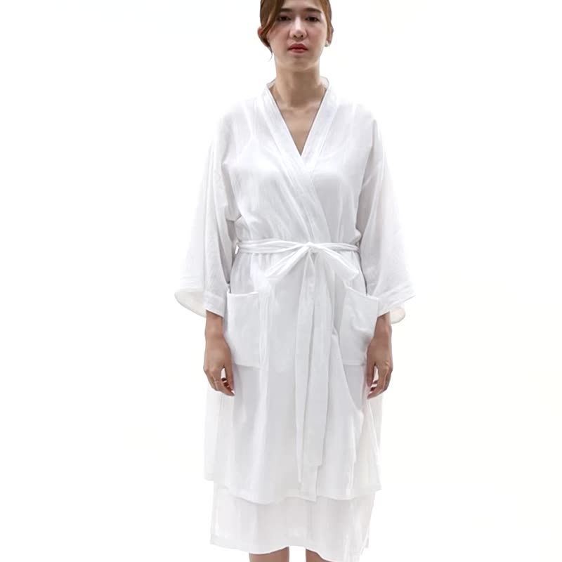 Light Cotton Kimono Robe, Bath Robe, Night Gown, Loungewear Robe 設計館