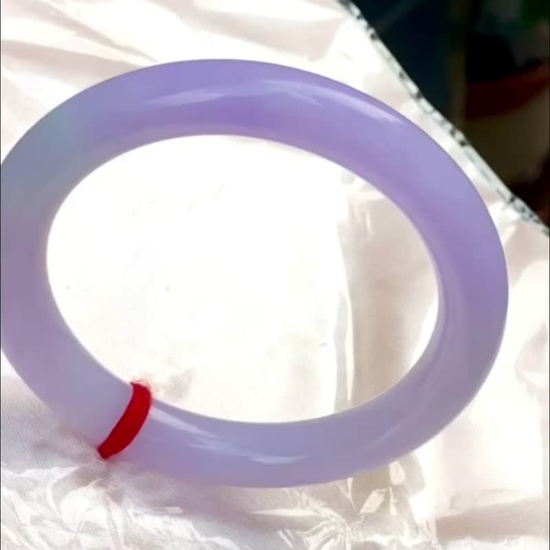 冰種 天然翡翠 緬甸 A玉 玉鐲 • 冰種紫羅蘭翡翠圓鐲 - 手鍊/手環 - 玉石 紫色