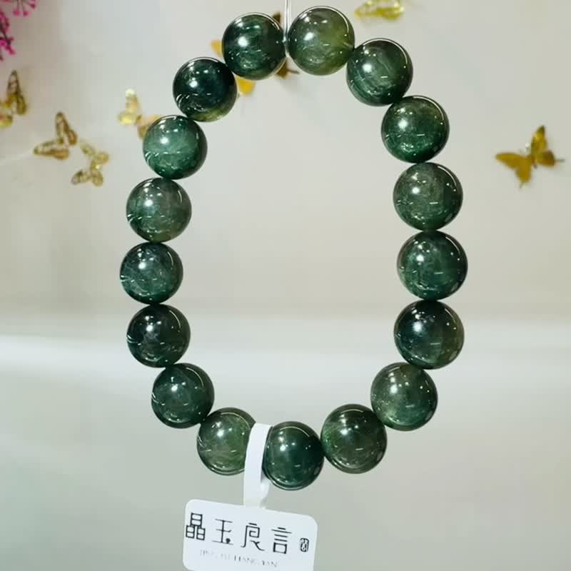 小精品天然森林濃色綠髮晶12mm43g主財富事業清除身體負面 - 手鍊/手環 - 水晶 綠色