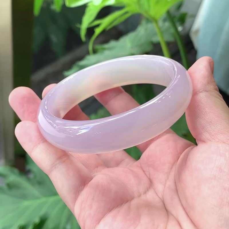 Pink Yun|Pink Purple Chalcedony/Full Circle Peace Bracelet/Hand Size 19.5|Natural Grade A Jade Bracelet - Bracelets - Jade Pink