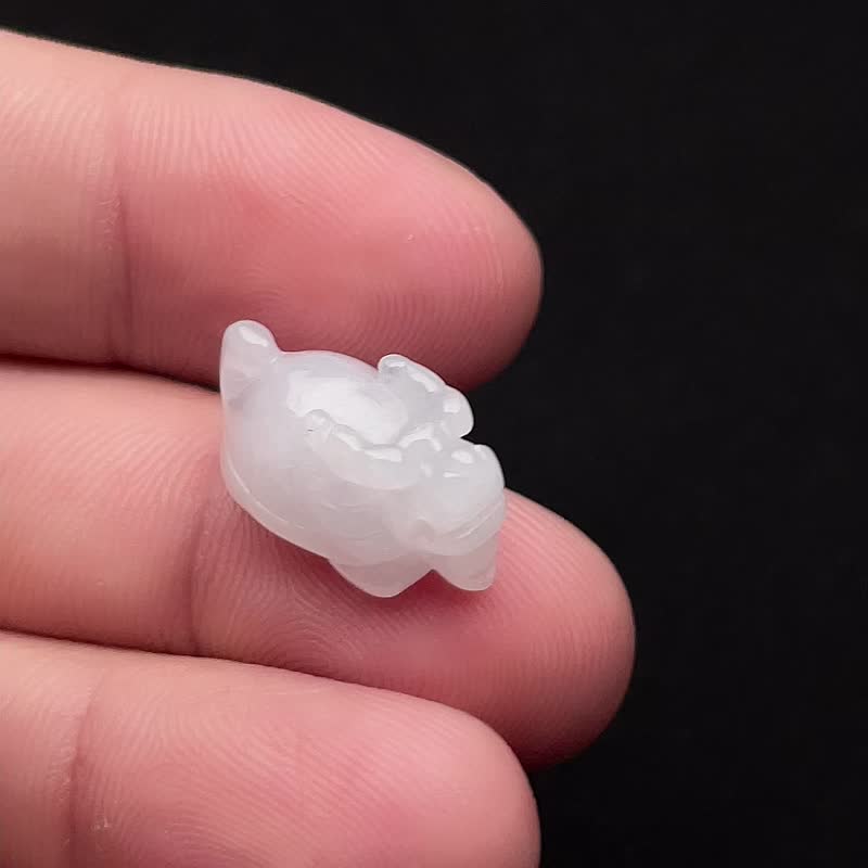 Ice waxy jade dragon turtle | Natural Burmese jade jade A goods - Other - Jade White