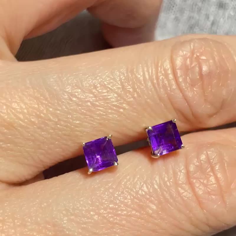Natural Amethyst Earrings Made in India 925 Sterling Silver Graduation Gift - Earrings & Clip-ons - Crystal 