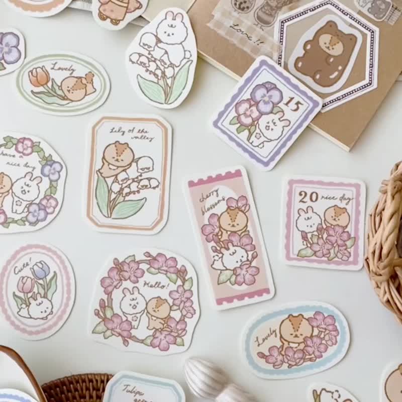 Soft Spring Flower Sticker Pack/Pocket Book Sticker/4 Types in Total - Stickers - Paper Multicolor