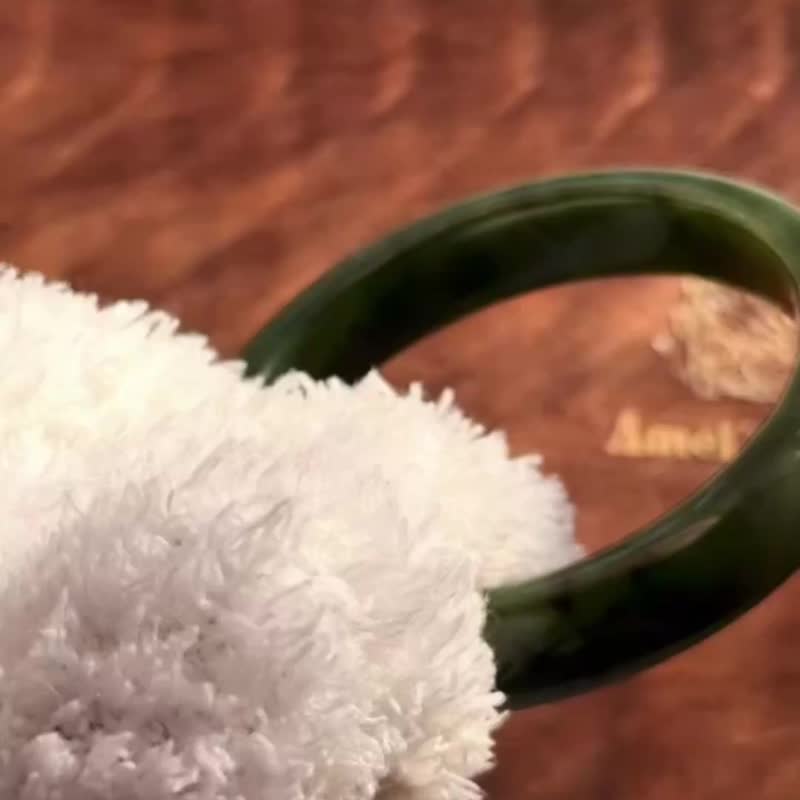 青山綠水丨和田玉手鐲丨灌注水晶靈氣丨彌雅原創設計BC20 - 手鍊/手環 - 玉石 綠色