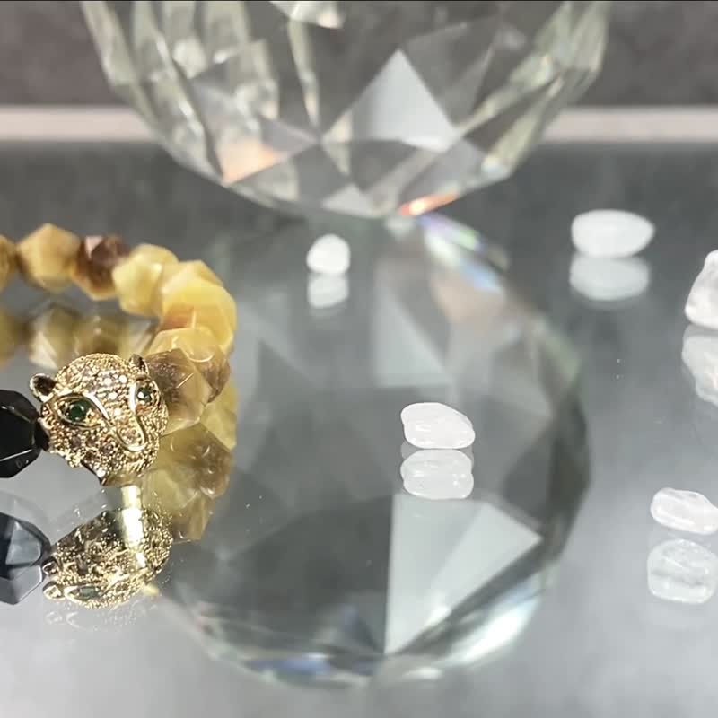 金錢豹 | 金黃虎眼石 金曜石 | 鍊金術 | 女士水晶手鍊 - 手鍊/手環 - 水晶 黃色