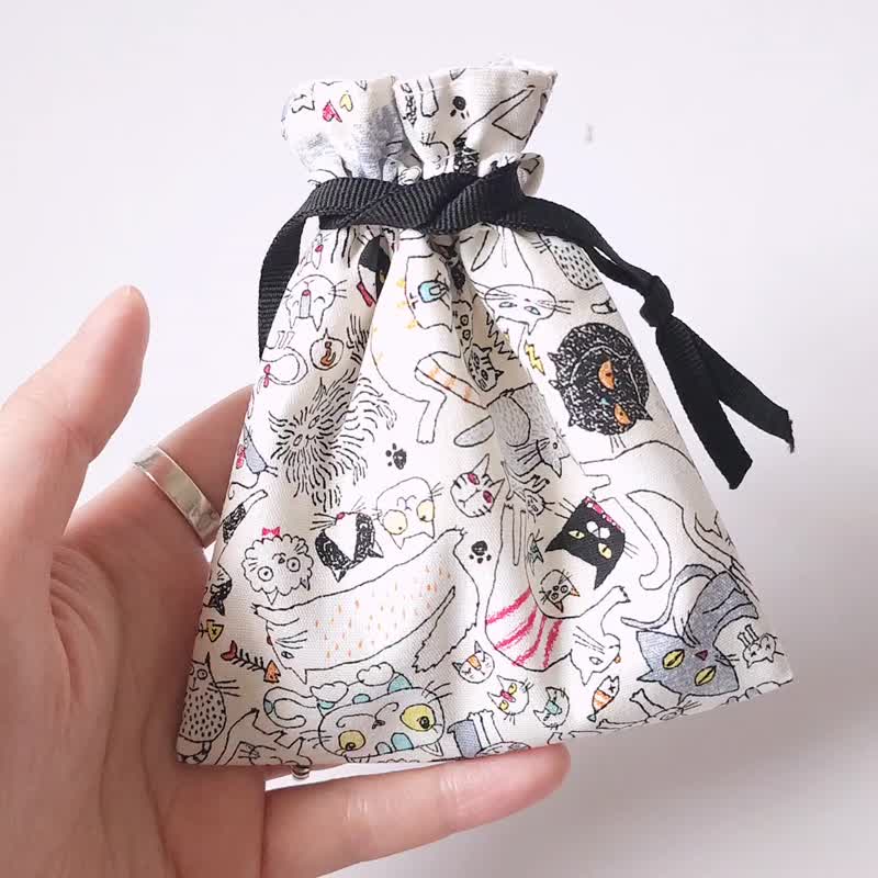 Handmade Travel Jewelry Organizer Drawstring Pouch - Toiletry Bags & Pouches - Cotton & Hemp White