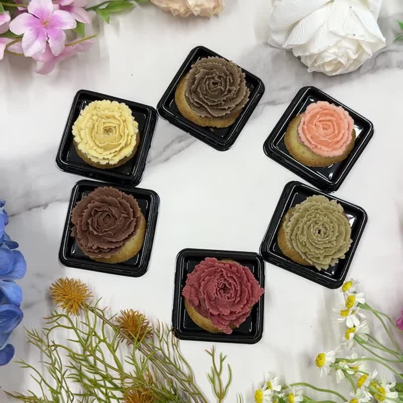 AY baker Korean style framed rose orchid summer flower fruit cat tongue biscuits six pieces gift box - เค้กและของหวาน - อาหารสด สีเหลือง