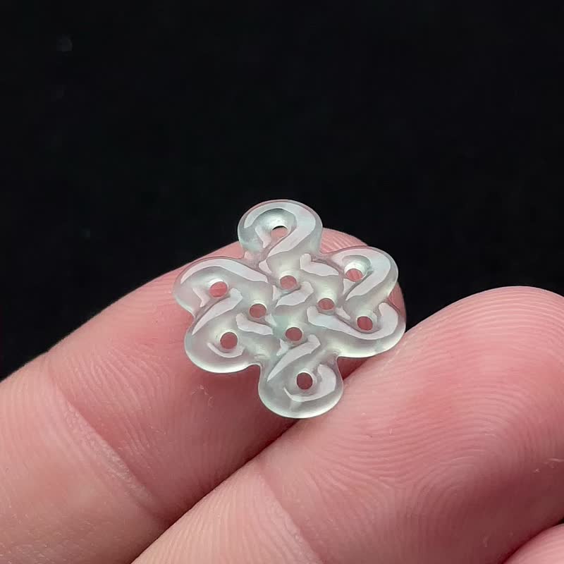 高冰綠翡翠吉祥結 | 天然緬甸玉翡翠A貨 - 金工/飾品 - 玉石 綠色