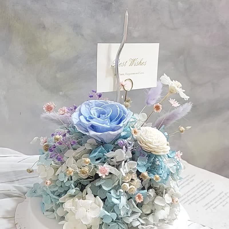 Flower Cake Birthday Gift Opening Ceremony Valentine's Day - Dried Flowers & Bouquets - Plants & Flowers Blue