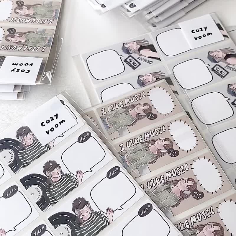 Cozyroom/women listening to music sealing stickers/handbook stickers/can be written on/2 patterns - สติกเกอร์ - กระดาษ สีนำ้ตาล