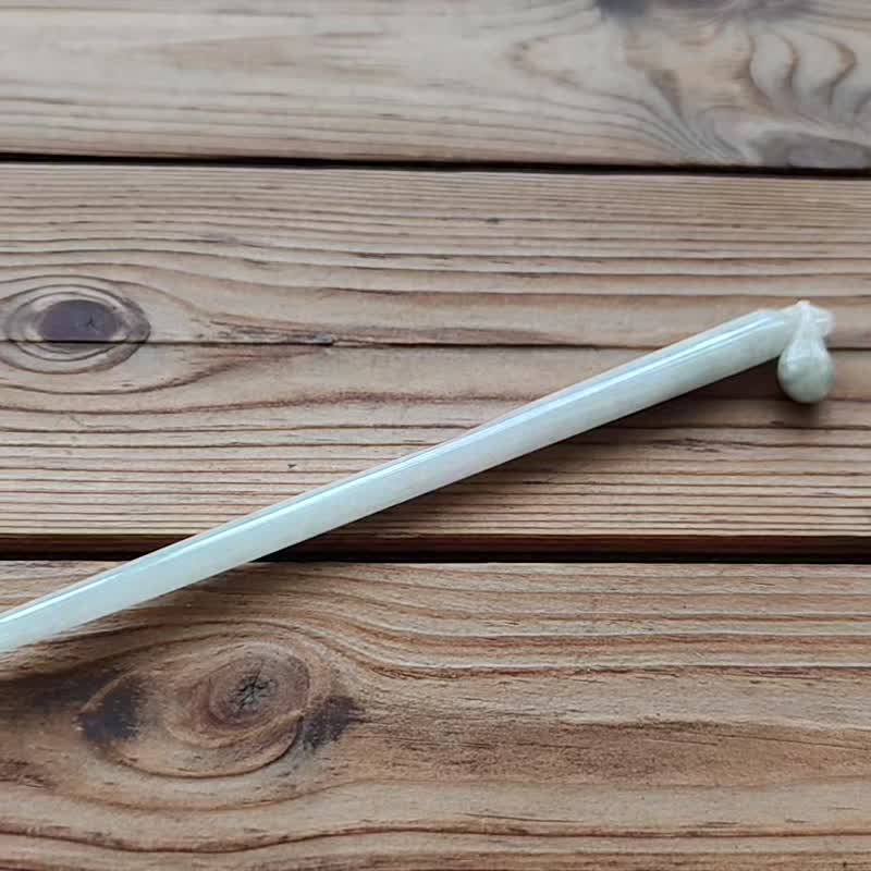 Qin Cui Natural Jade White Ice Minimalist Classic Chinese Style Hairpin - ที่คาดผม - หยก ขาว