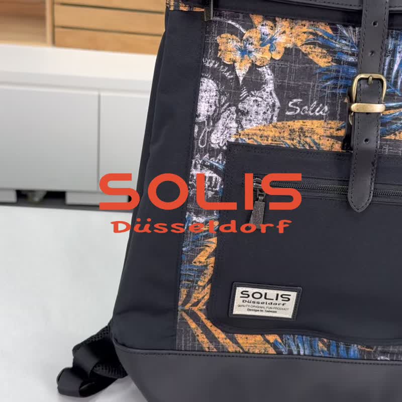 Solis反光迴旋系列12吋平板後背包-漸層黑 - 後背包/背包/書包 - 聚酯纖維 