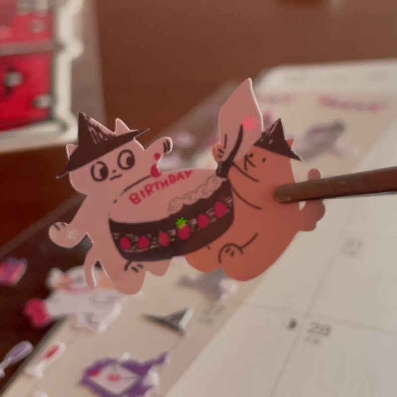 魔法的生日派對貼紙 圖鑑貼紙 手帳 原創貼紙 / 五角星球 - 貼紙 - 紙 白色