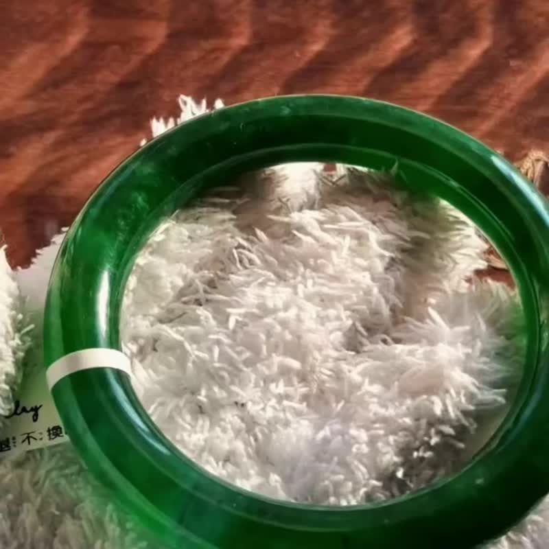 青山綠水丨緬甸滿綠翡翠鐲丨灌注水晶靈氣丨彌雅原創設計BC22 - 手鍊/手環 - 玉石 綠色