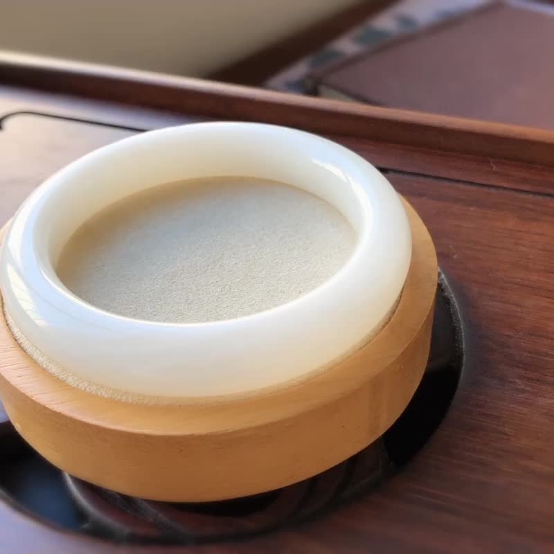 天然羊脂白玉 和田玉バングル 老坑一級白の柔らかな質感 内径57 平安と喜び - ブレスレット - 翡翠 